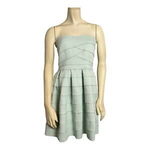 June & Ivy Strapless Bandage Fit & Flare Dress Mint Green Women M Cocktail Party